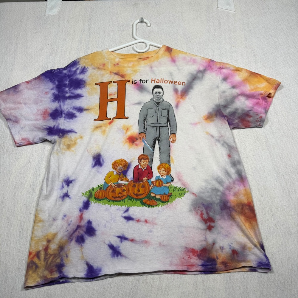 Michael Myers Halloween Tie Dye Graphic T-Shirt XL H is for Halloween Horror Tee